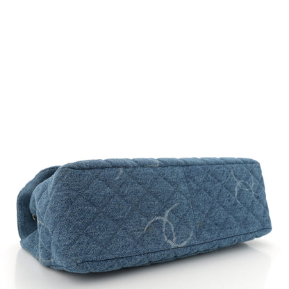 Chanel Denim Quilted CC Print Jumbo Single Flap Blue 4 of 11