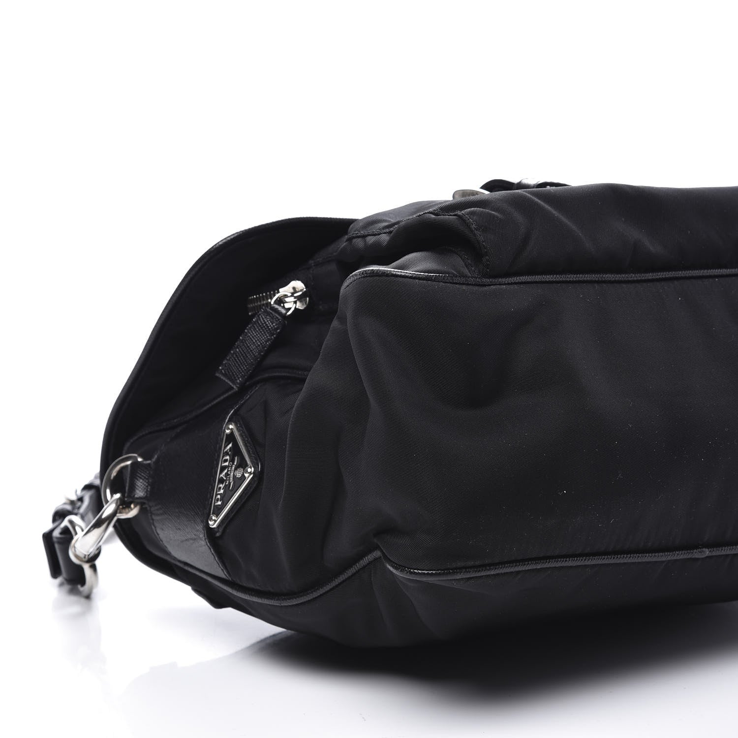 Prada Nylon Vela Saffiano Shoulder Bag Black 5 of 8