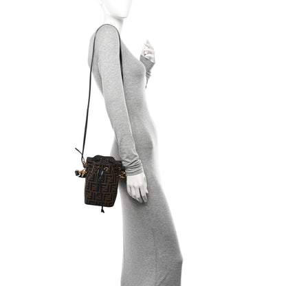 Fendi Vitello Liberty F is Fendi Bi-Color FF 1974 Embossed Mini Mon Tresor Bucket Bag Maya Black 3 of 13