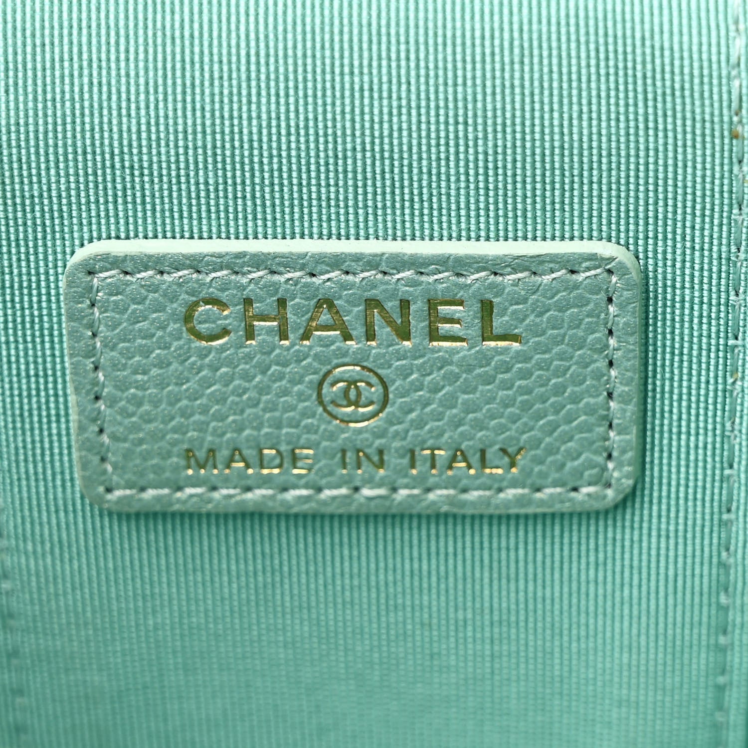 Chanel Iridescent Caviar Quilted Mini Pearl On Top Vanity Case With Chain Green 6 of 11