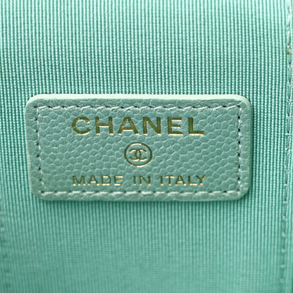 Chanel Iridescent Caviar Quilted Mini Pearl On Top Vanity Case With Chain Green 6 of 11
