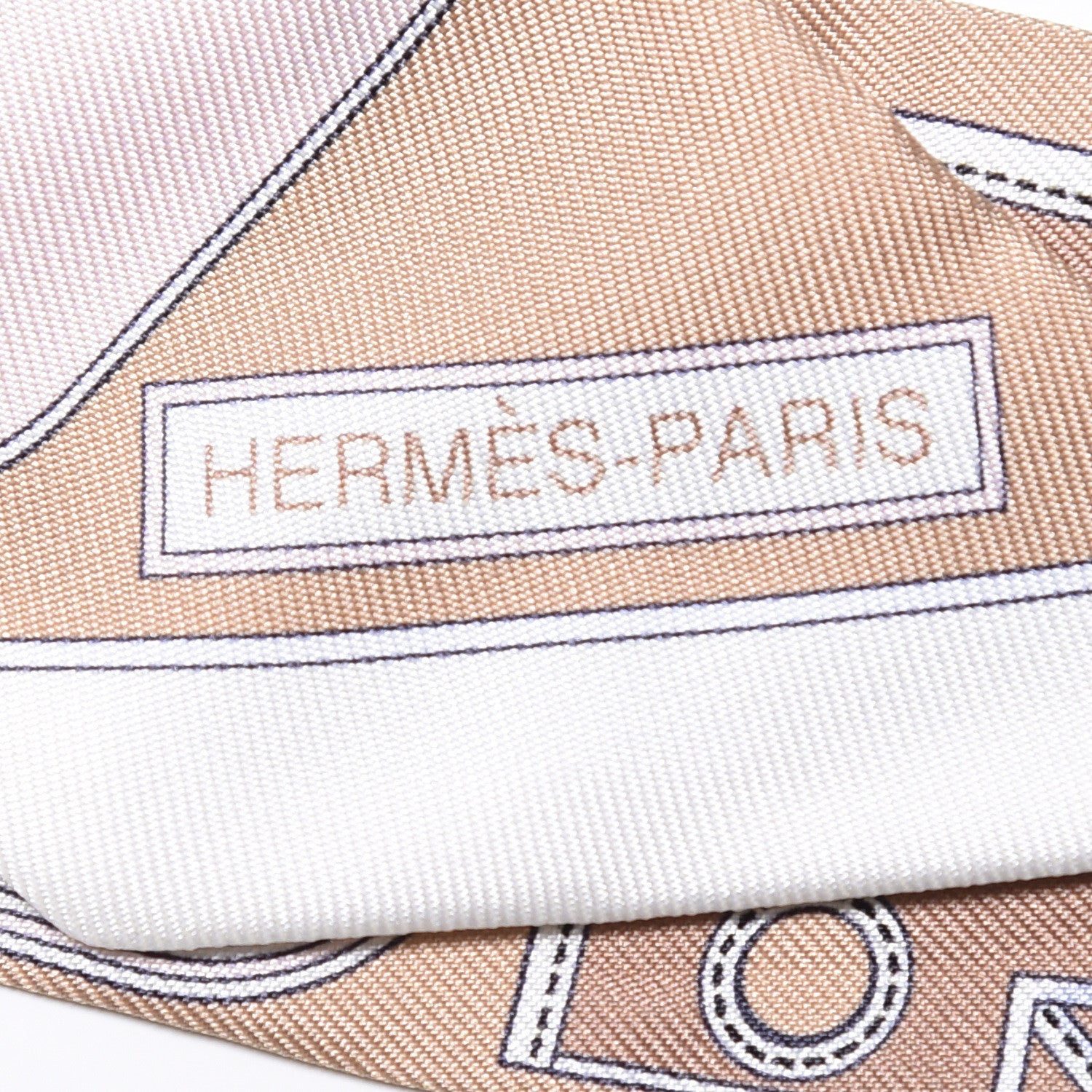 Hermes Silk Camails Twilly Scarf Beige Black Rose Pale 4 of 5