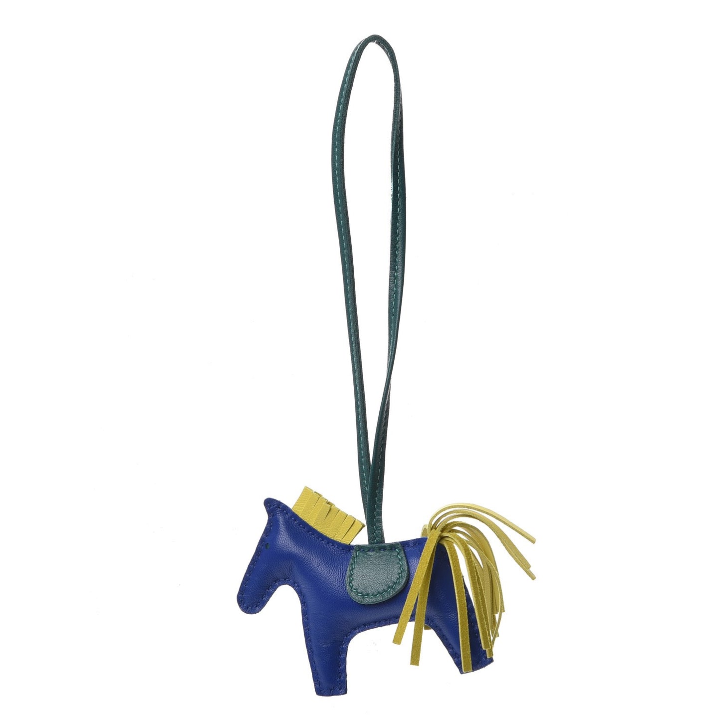 Milo Lambskin Grigri Rodeo Horse Bag Charm PM Bleu Electrique Lime Malachite