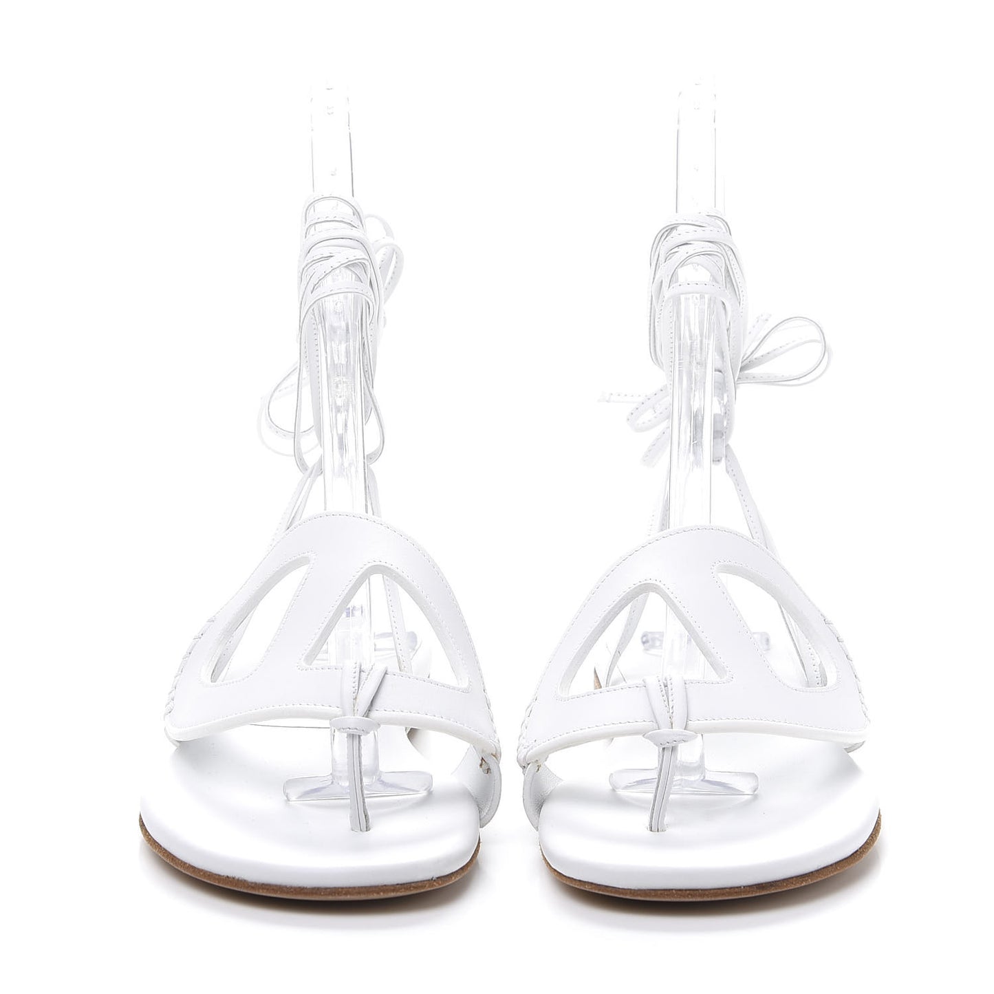 Calfskin Chaine d'Ancre Lace Up Sandals 39 White