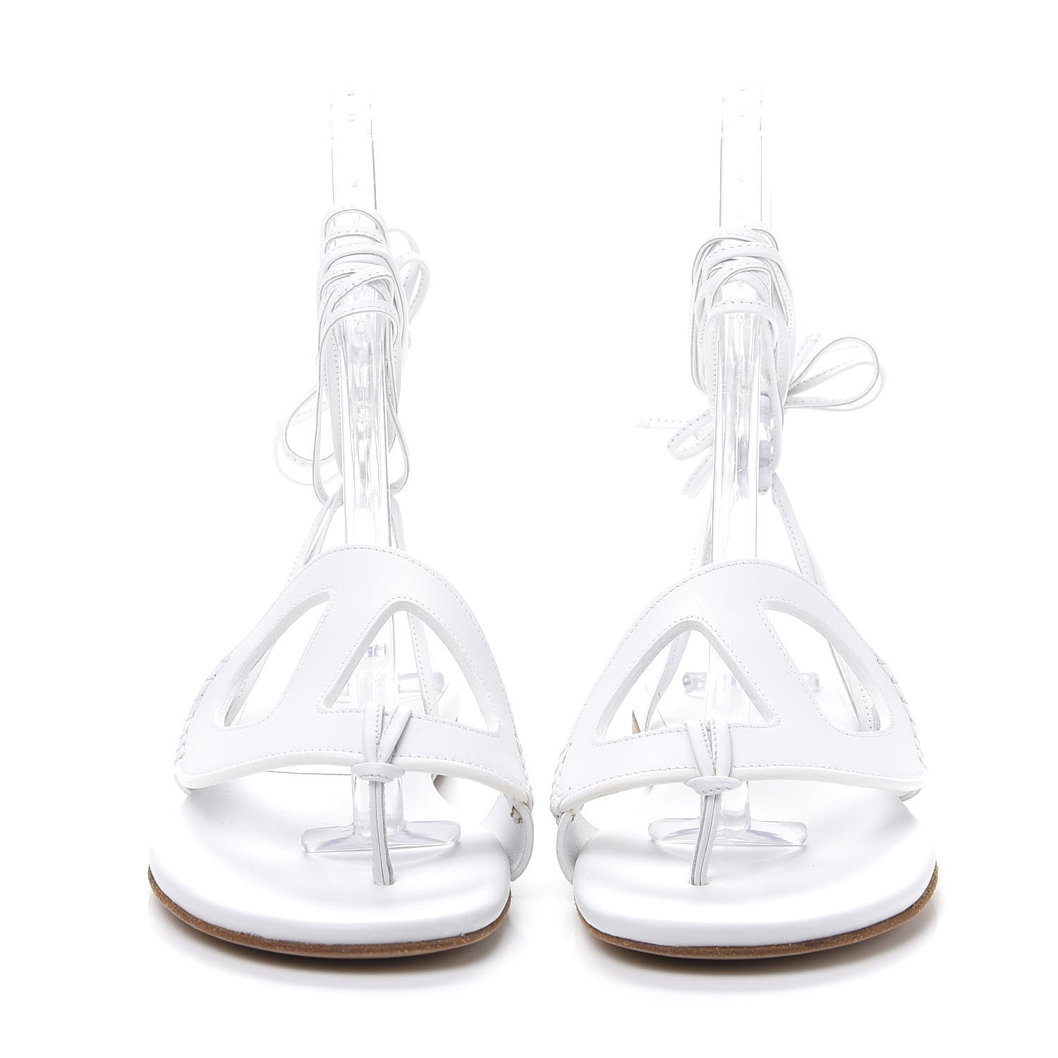 Hermes Calfskin Chaine d'Ancre Lace Up Sandals 39 White 2 of 12