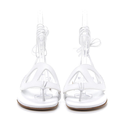 Hermes Calfskin Chaine d'Ancre Lace Up Sandals 39 White 2 of 12