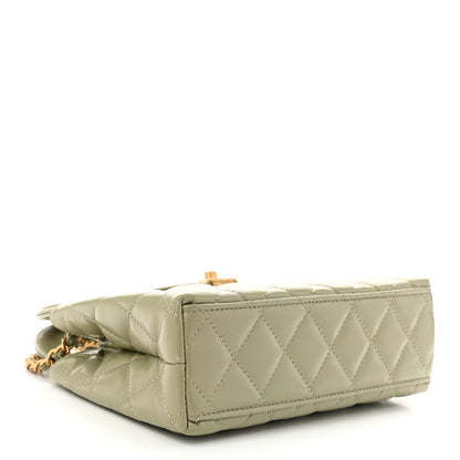 Chanel Shiny Aged Calfskin Quilted Nano Kelly Shopper Khaki 4 of 11