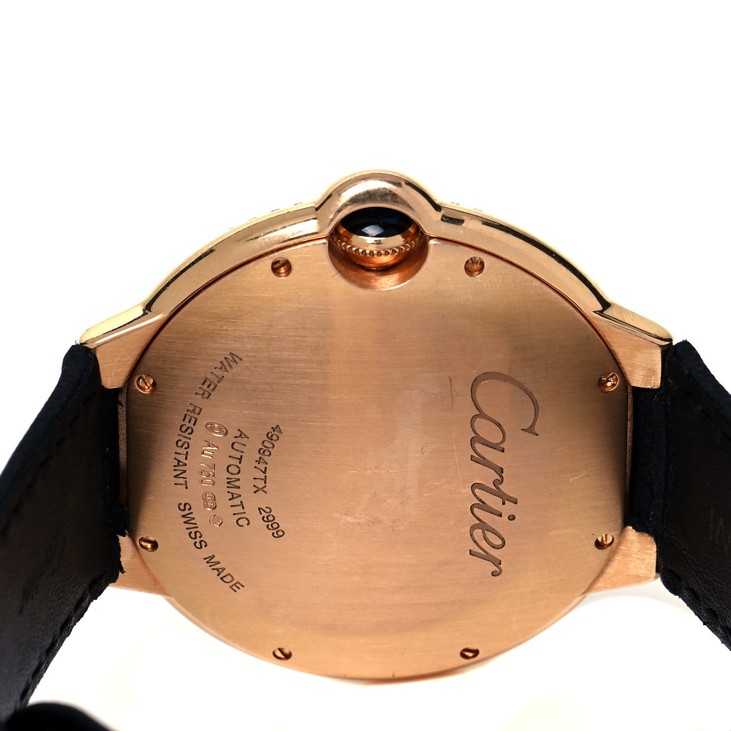 18K Pink Gold Nylon Diamond Bezel 42mm Ballon Bleu De Cartier Automatic Watch