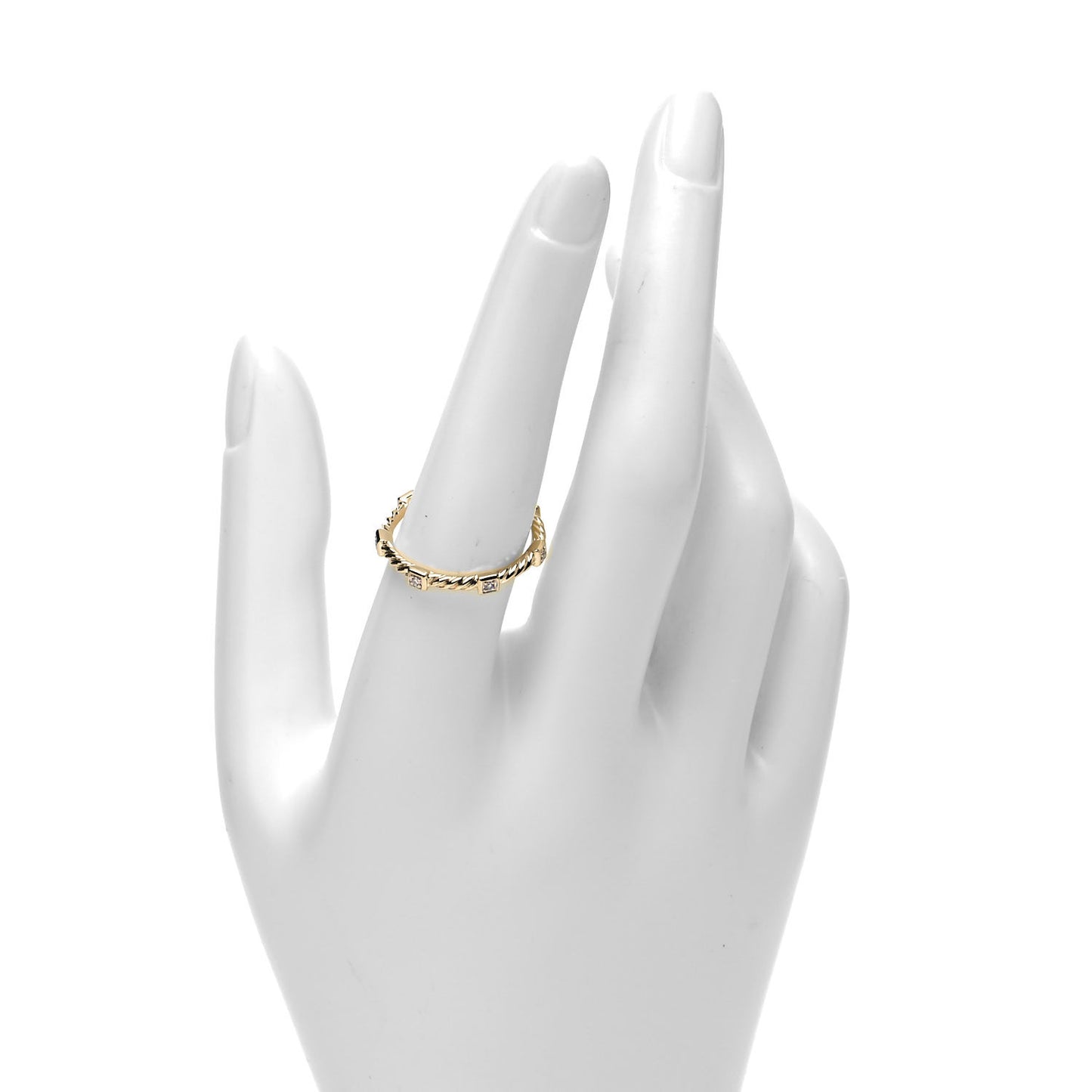 18K Yellow Gold Diamond Cable Collectibles Ring 57 8