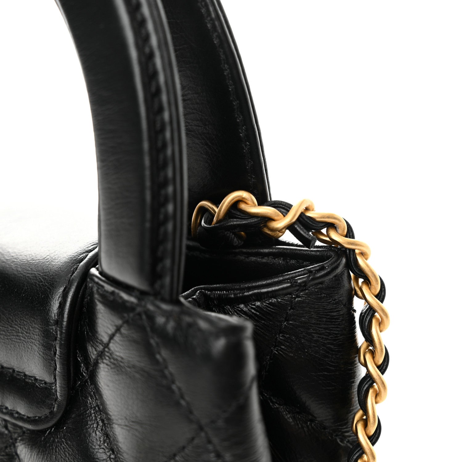Chanel Shiny Aged Calfskin Quilted Nano Kelly Shopper Black 12 of 13
