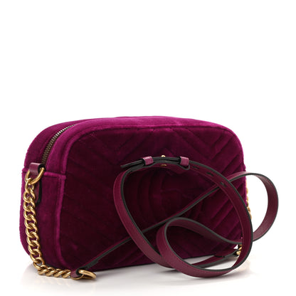 Gucci Velvet Matelasse Small GG Marmont Chain Shoulder Bag Fuchsia Violet Cyclamen 3 of 8