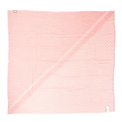 Gucci Wool Silk Monogram GGWeb Fringe Shawl Old Rose Pink 2 of 4