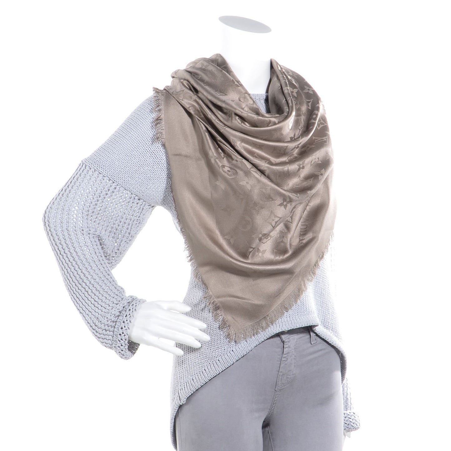 Silk Wool Monogram Shawl Verone