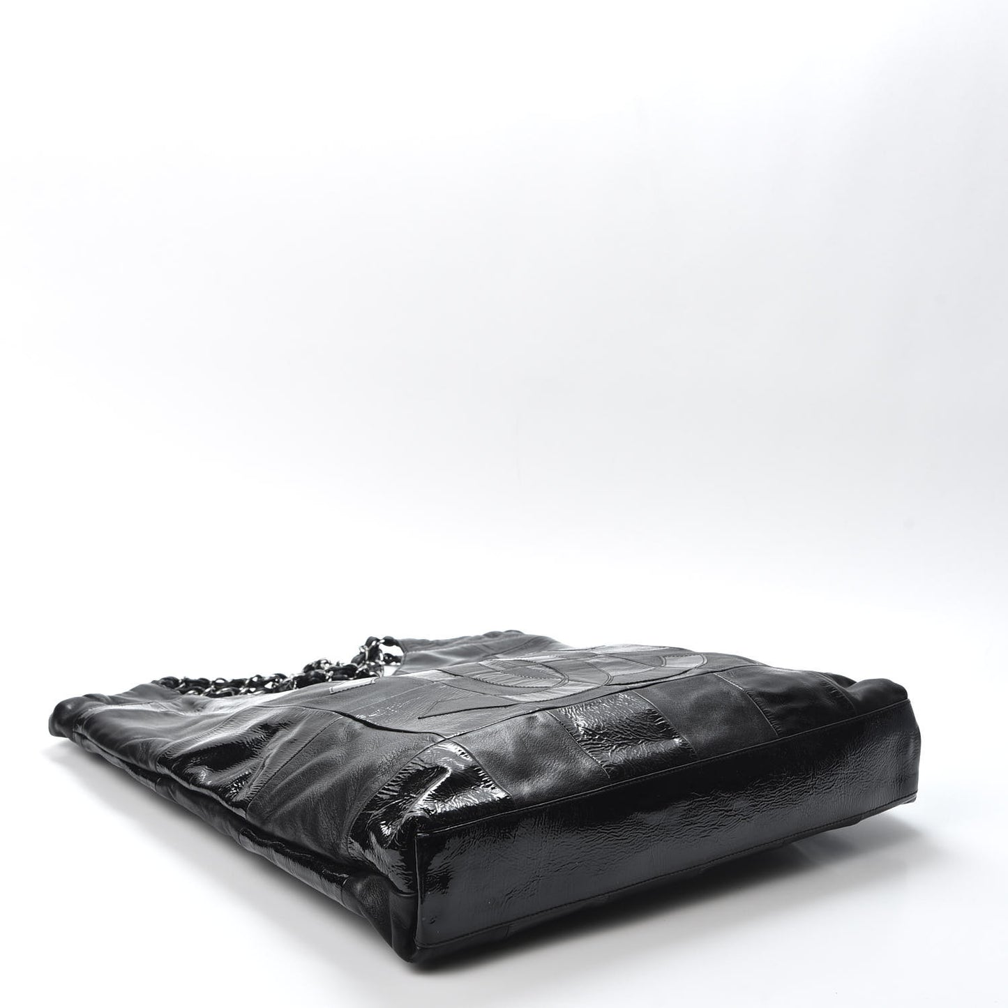 Patent Calfskin Patchwork Brooklyn Tote Black