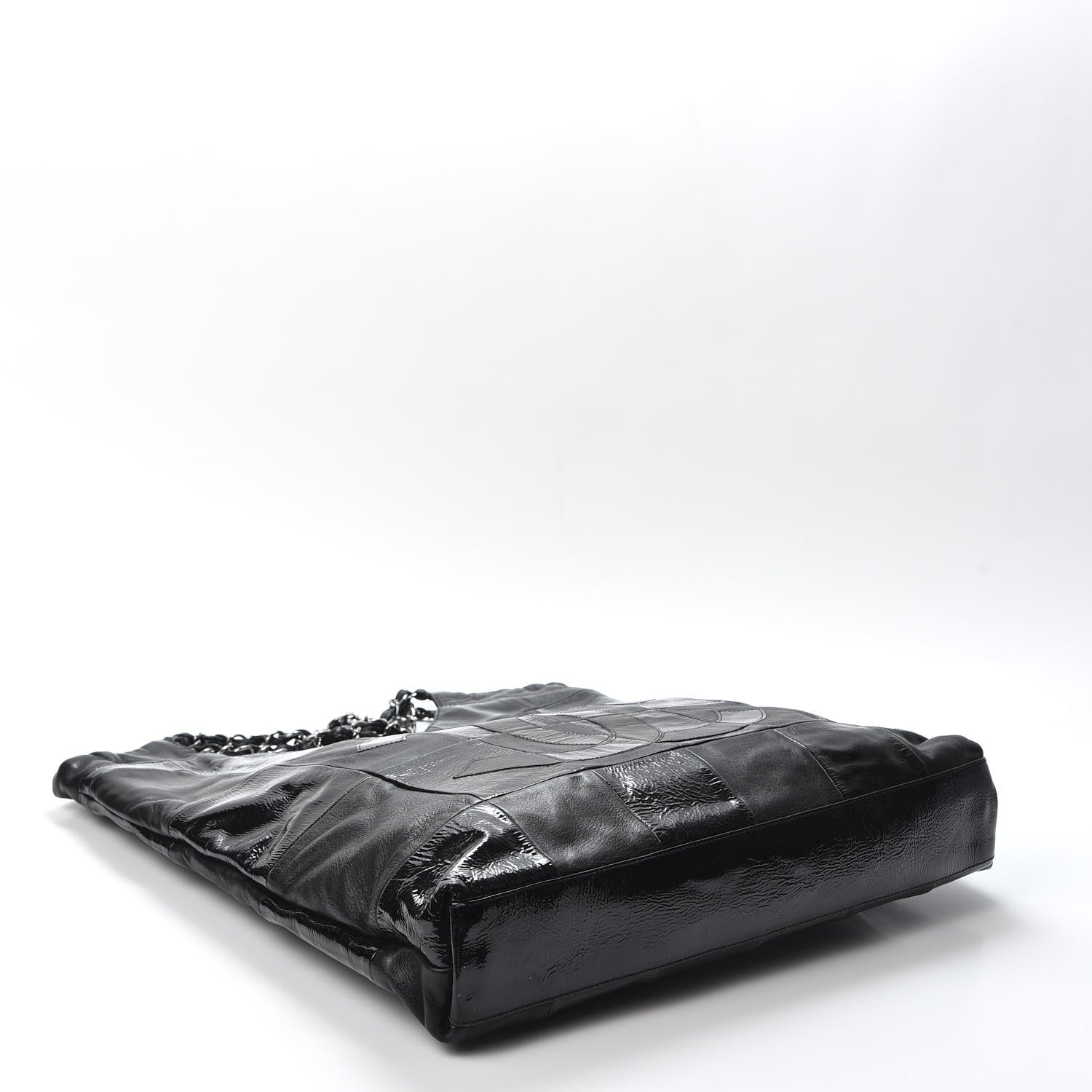 Chanel Patent Calfskin Patchwork Brooklyn Tote Black 3 of 9