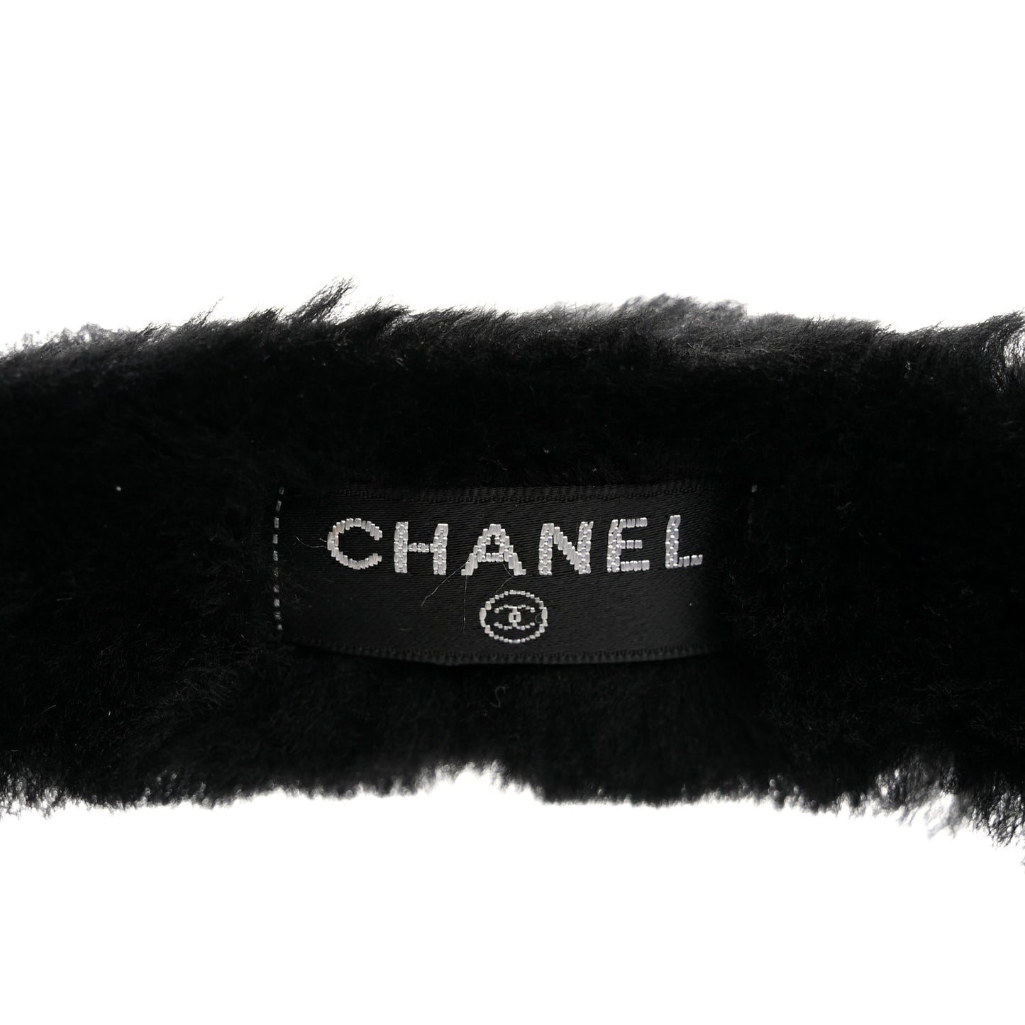Shearling CC Ear Muffs Black White