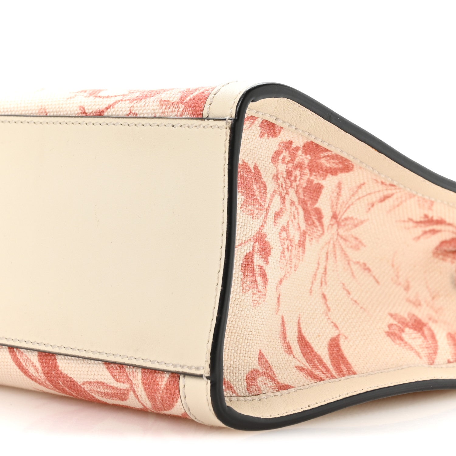 Gucci Canvas Herbarium Print Ribbon Top Handle Bag Pink White