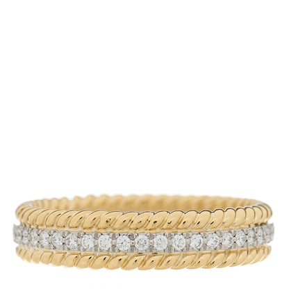 Tiffany 18K Yellow Gold Platinum Diamond Schlumberger Rope Two-Row Ring 54 7 1 of 7