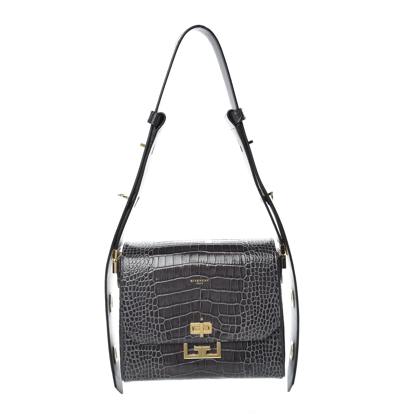 Calfskin Crocodile Embossed Medium Eden Storm Grey