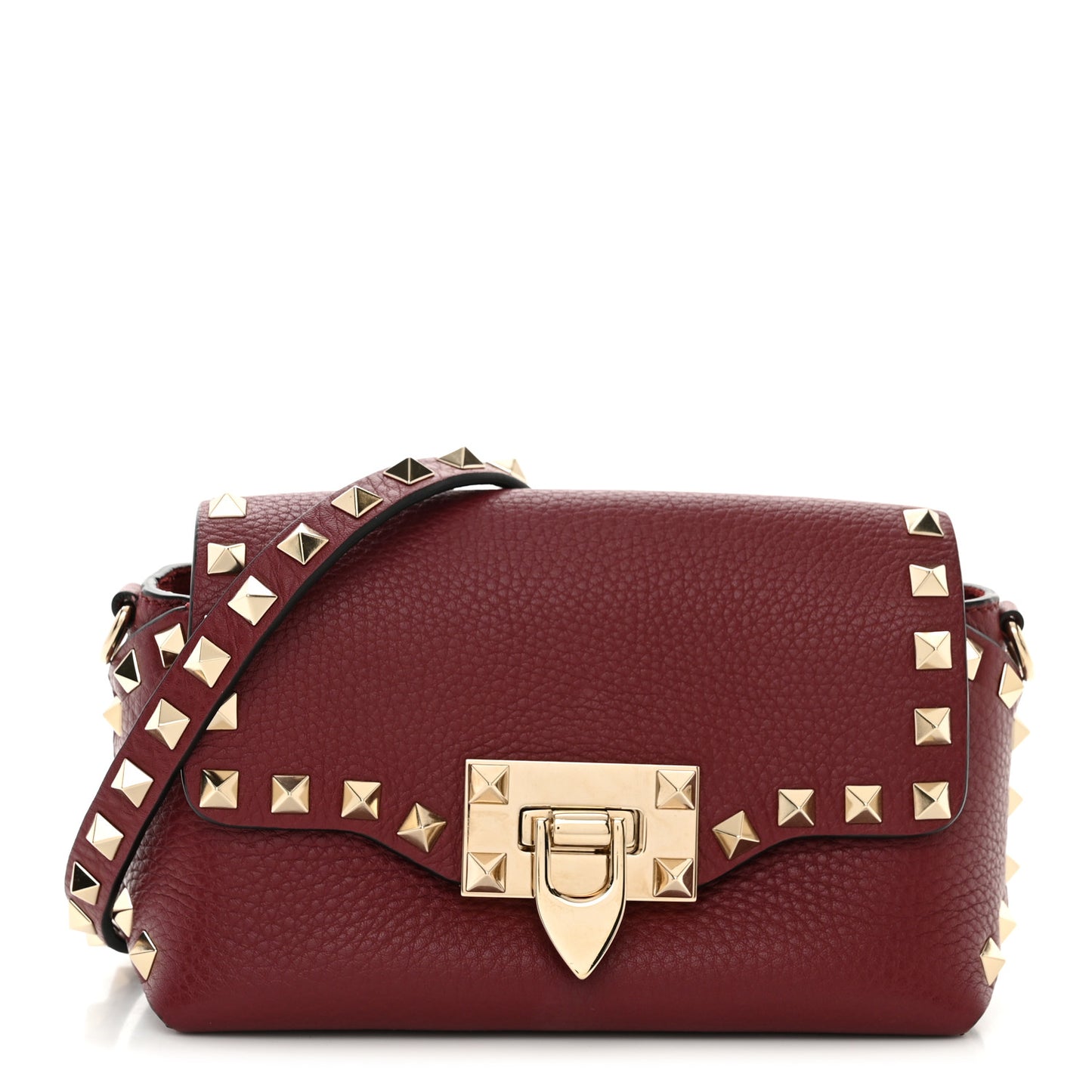 Pebbled Calfskin Mini Rockstud Crossbody Bag Rubin