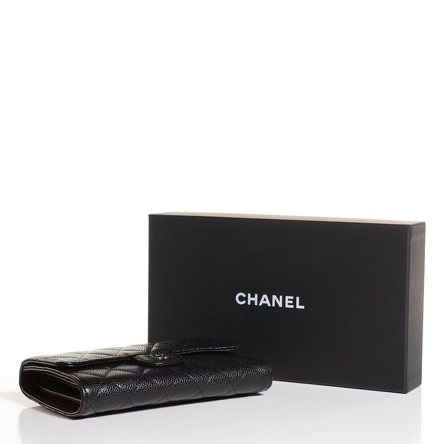 Caviar Quilted Large Flap Wallet Black