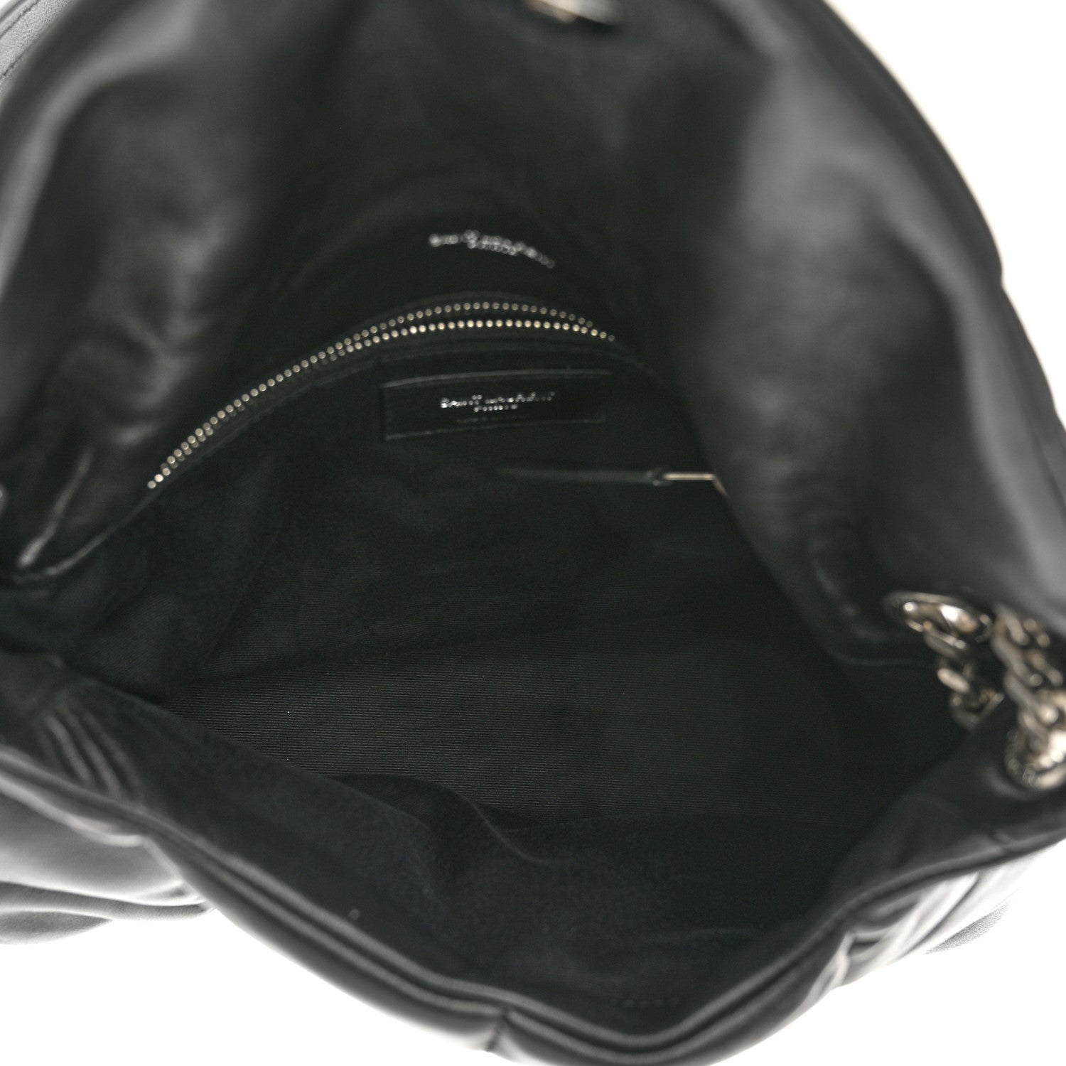 Saint Laurent Lambskin Quilted Small Loulou Puffer Monogram Chain Satchel Black 5 of 9