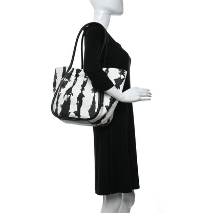 Proenza Schouler Lambskin Tie Dye XL Ruched Tote Optic White Black 2 of 10