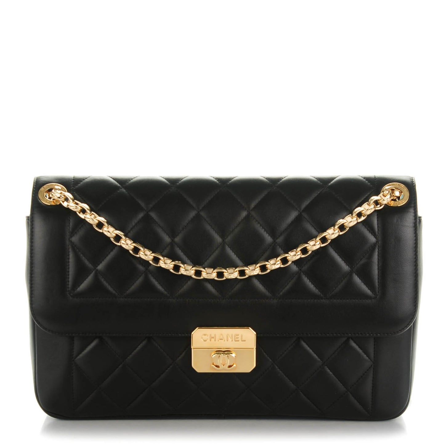 Lambskin Quilted Large Chic With Me Flap Black