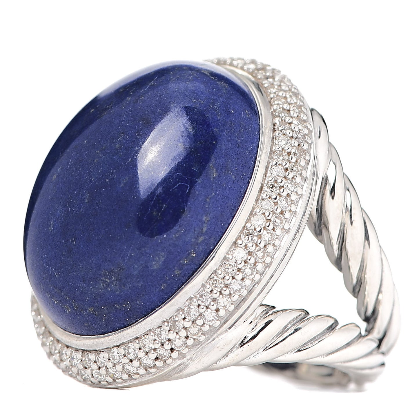 Sterling Silver Diamond Lapis Lazuli Signature Oval Ring 55 7.25