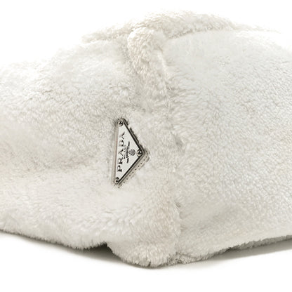 Prada Terry Cloth Tote Bag White Black 8 of 9