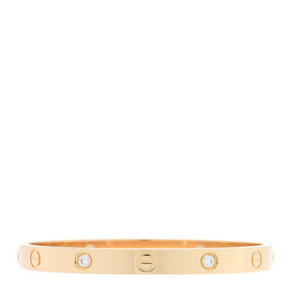Cartier 18K Yellow Gold 4 Diamond LOVE Bracelet 17 2 of 9