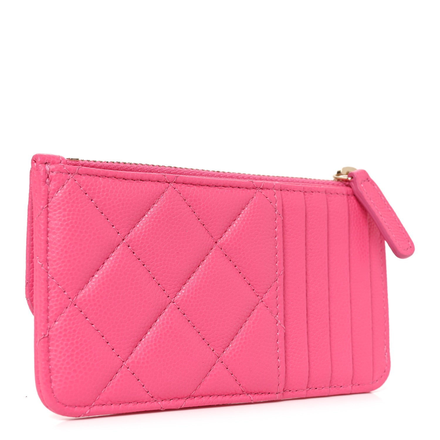 Chanel Caviar Quilted Flap Zip Card Holder Dark Pink 3 of 7
