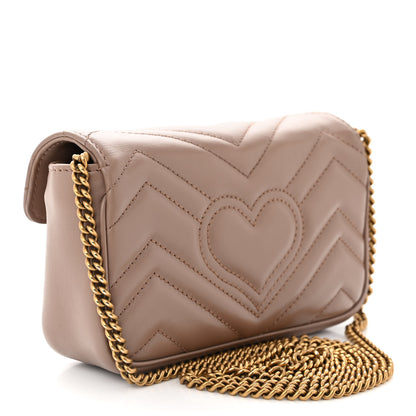 Gucci Calfskin Matelasse Super Mini GG Marmont Shoulder Bag Porcelain Rose 3 of 11
