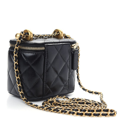 Chanel Calfskin Quilted Mini Perfect Fit Vanity Case With Chain Black 3 of 9