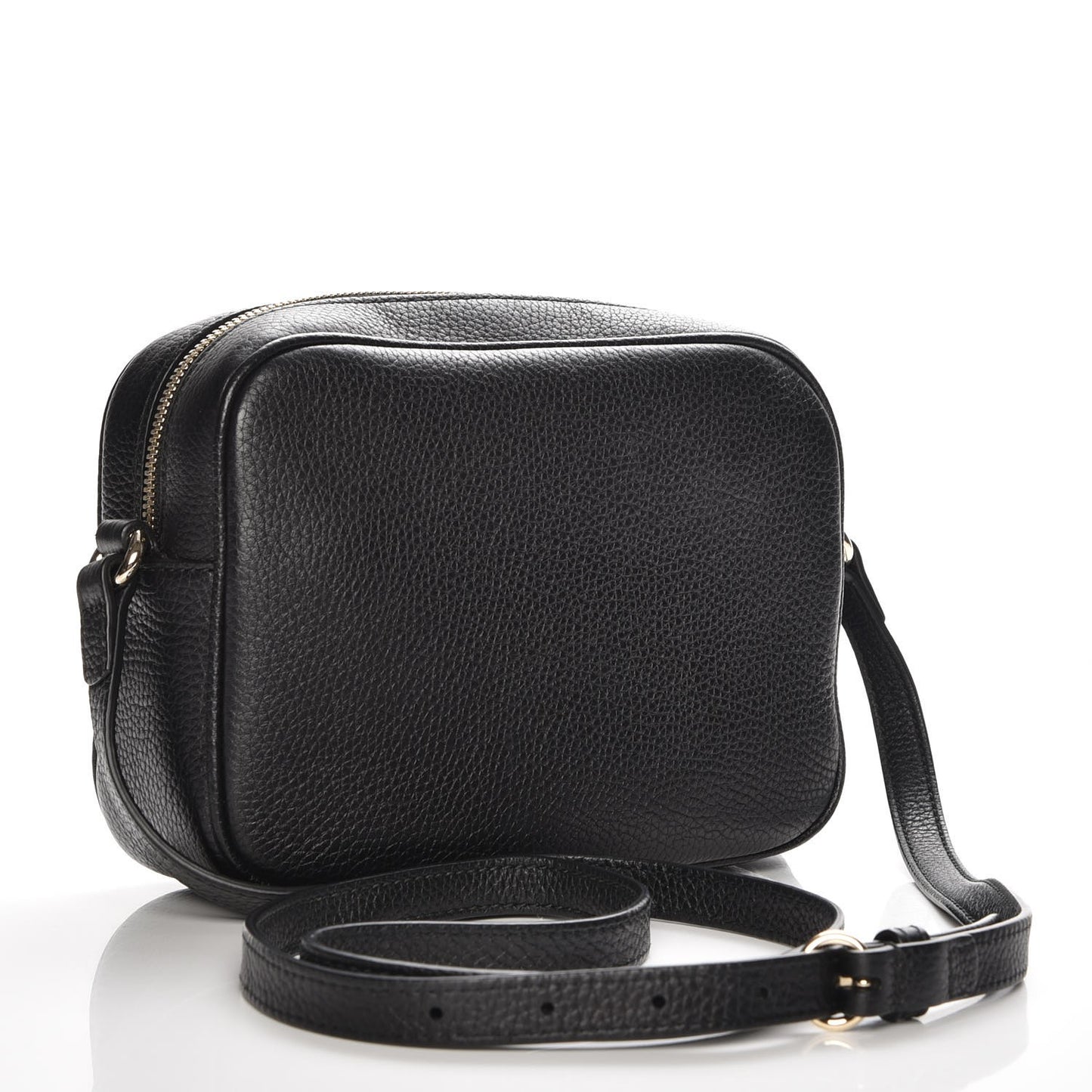 Pebbled Calfskin Small Soho Disco Bag Black