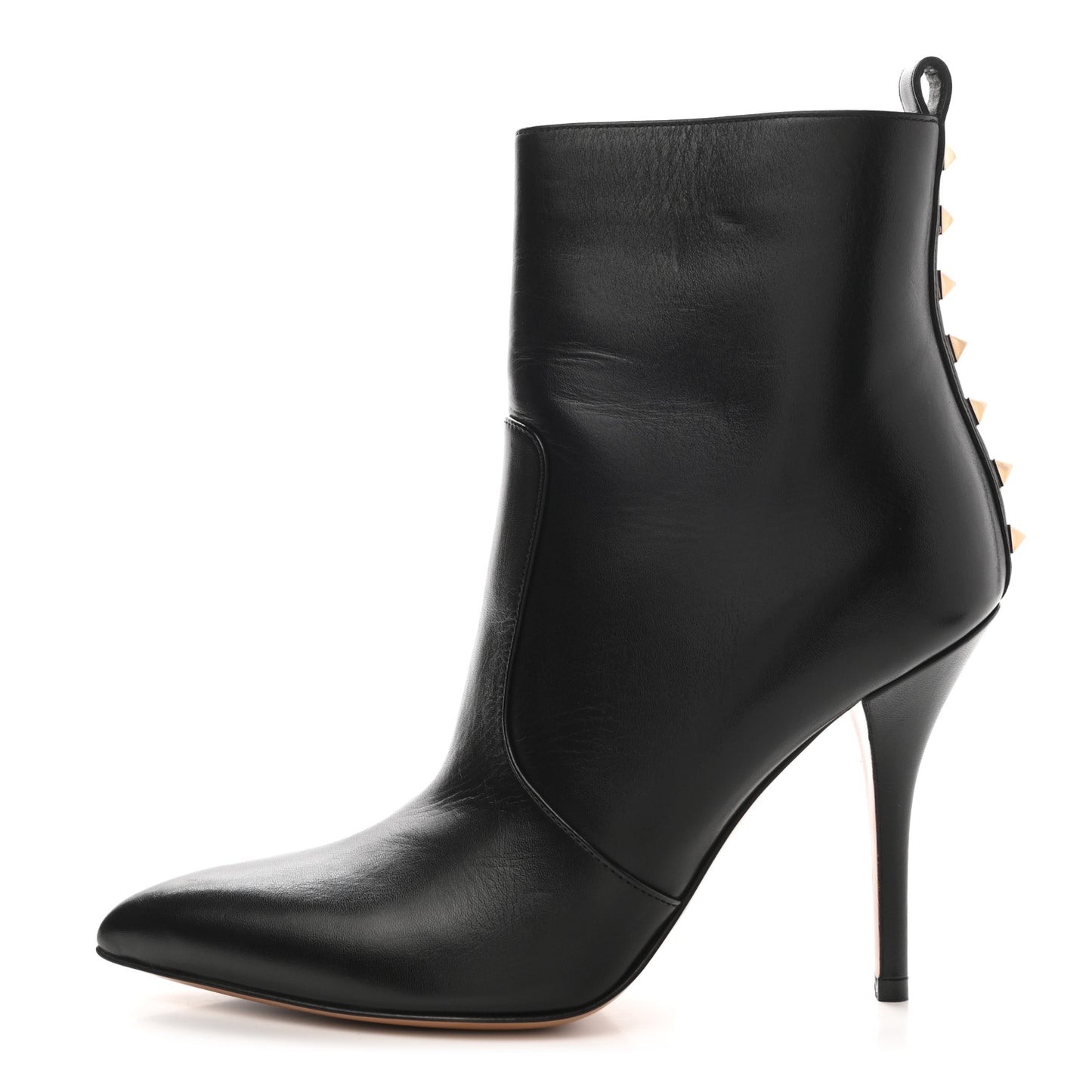 Calfskin Rockstud Ankle Booties 37 Black