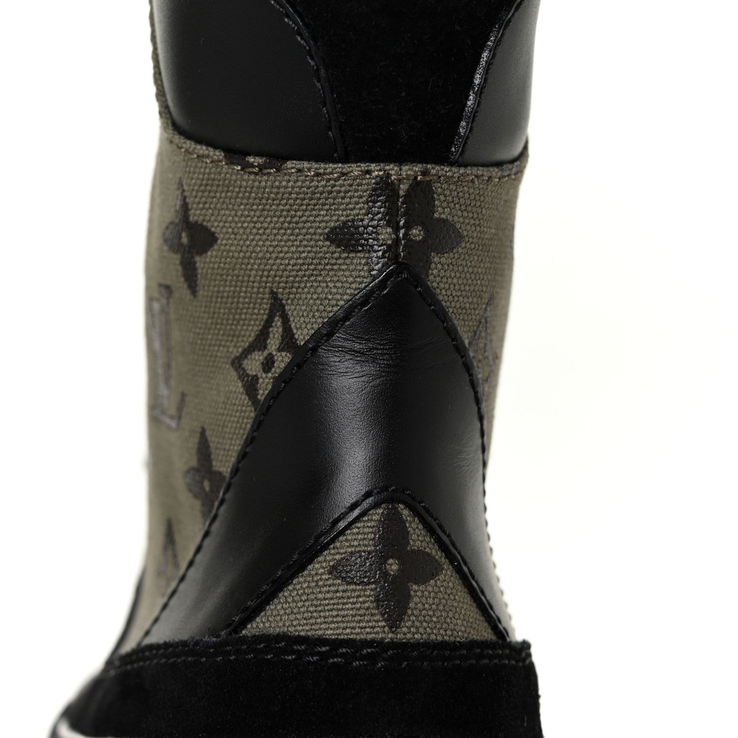 Louis Vuitton Suede Monogram Laureate Platform Desert Boots 37 Kaki Black 8 of 10