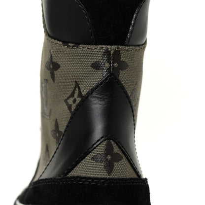 Louis Vuitton Suede Monogram Laureate Platform Desert Boots 37 Kaki Black 8 of 10