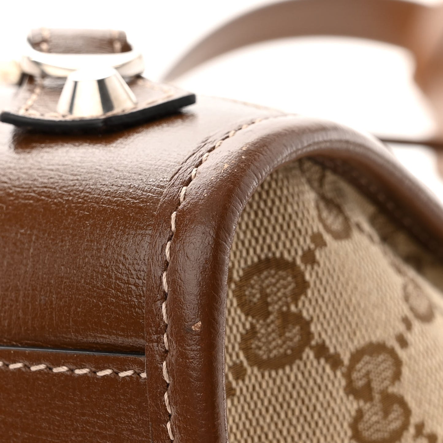 X GUCCI GG Monogram Azalea Calfskin Neo Classic Silver Hardware Medium City Beige Ebony Brown Sugar