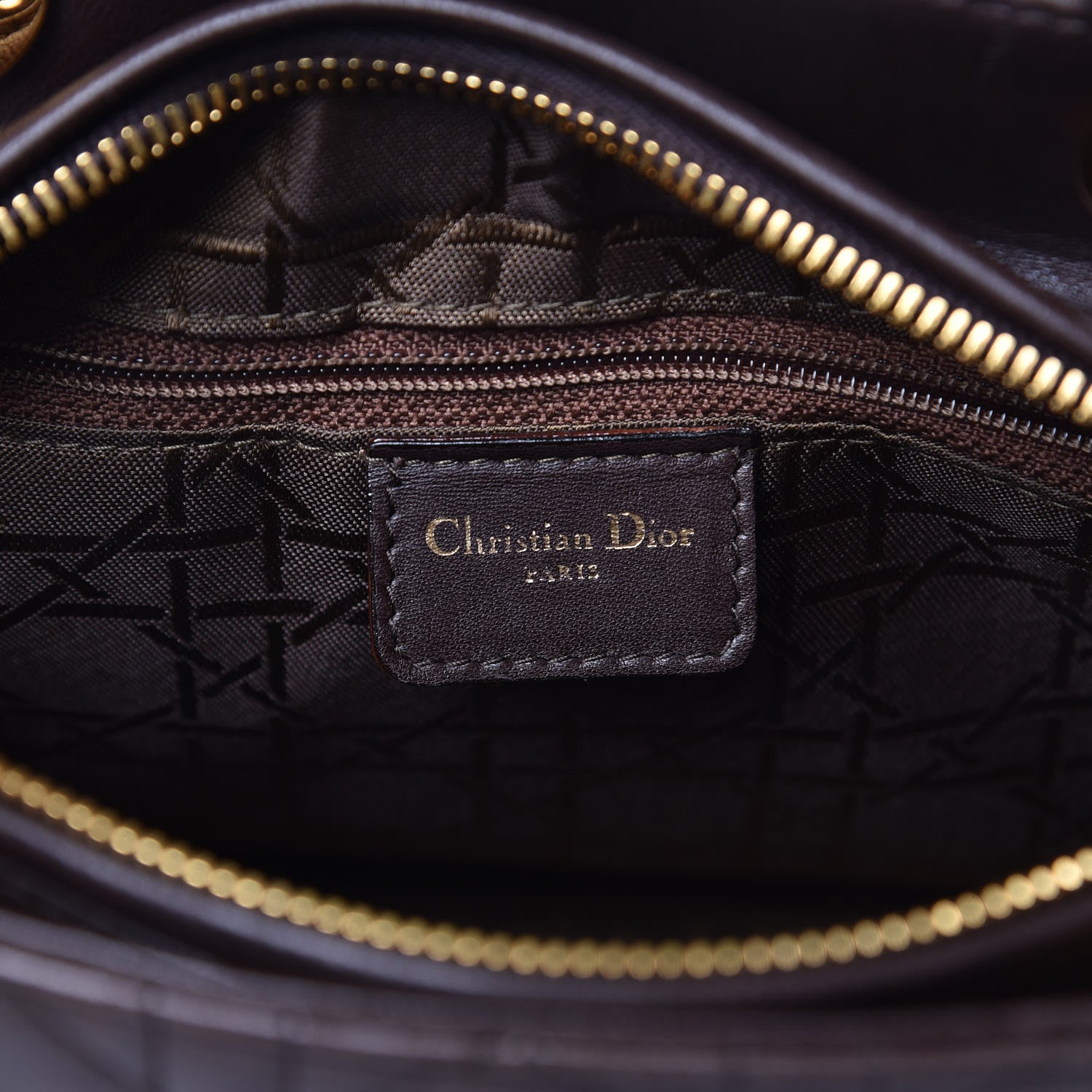 Christian Dior Lambskin Cannage Medium Lady Dior Dark Brown 6 of 16