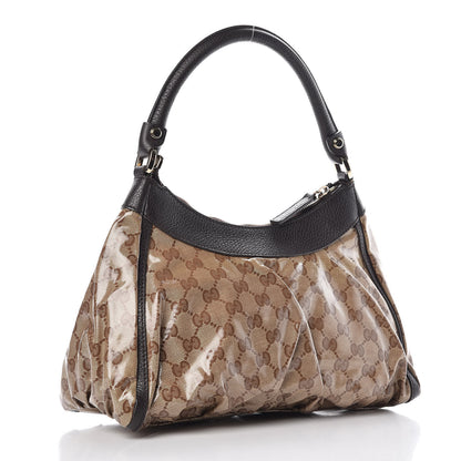 Gucci Crystal Monogram D Ring Gold Hobo Brown 3 of 9