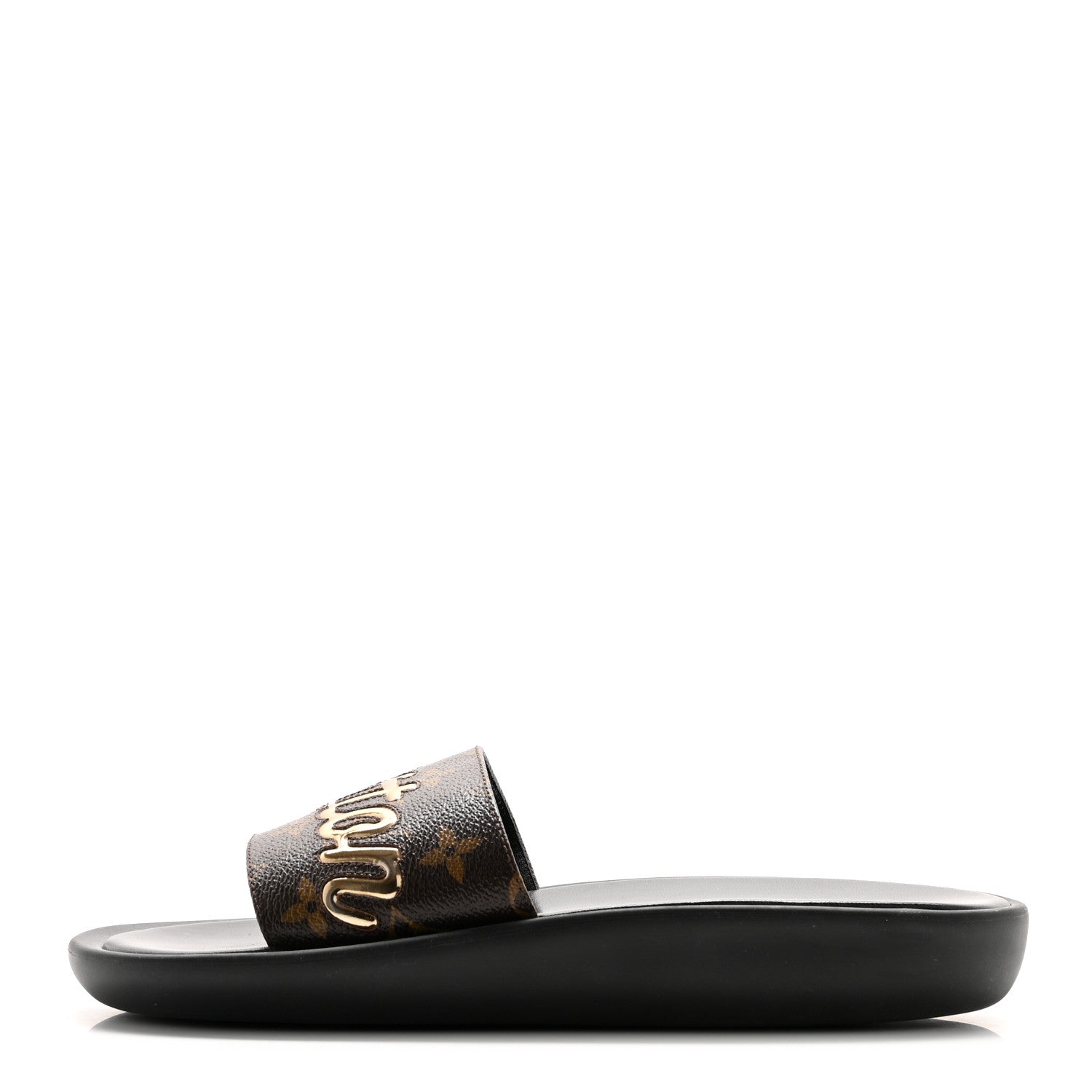 Louis Vuitton Metallic Calfskin Monogram Logo Sunbath Slide Sandals 41 1 of 10