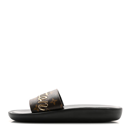 Louis Vuitton Metallic Calfskin Monogram Logo Sunbath Slide Sandals 41 1 of 10
