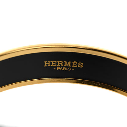 Hermes Enamel Printed Narrow Caleche Bracelet 70 Black 4 of 5