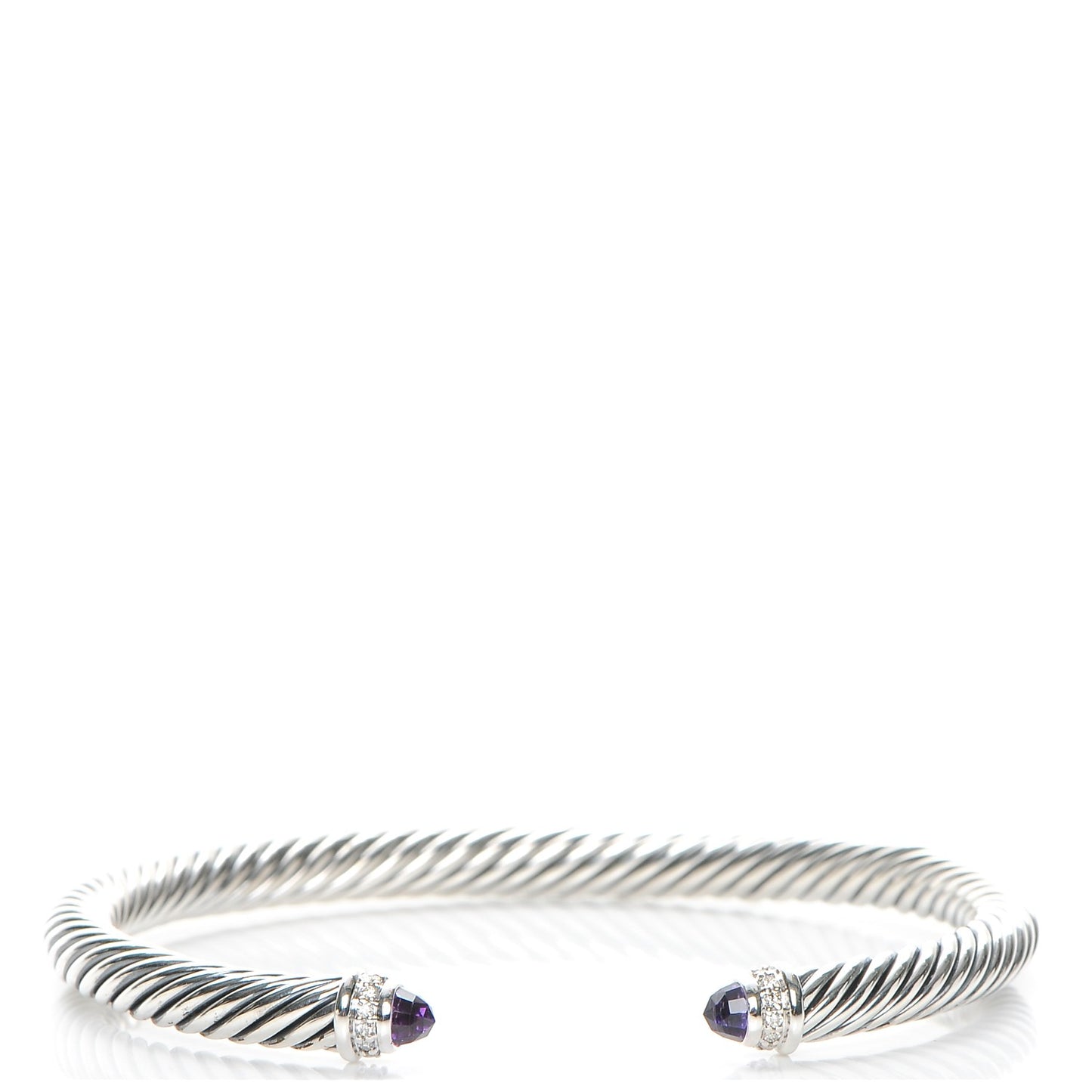 Sterling Silver Diamond Amethyst 5mm Cable Classics Bracelet