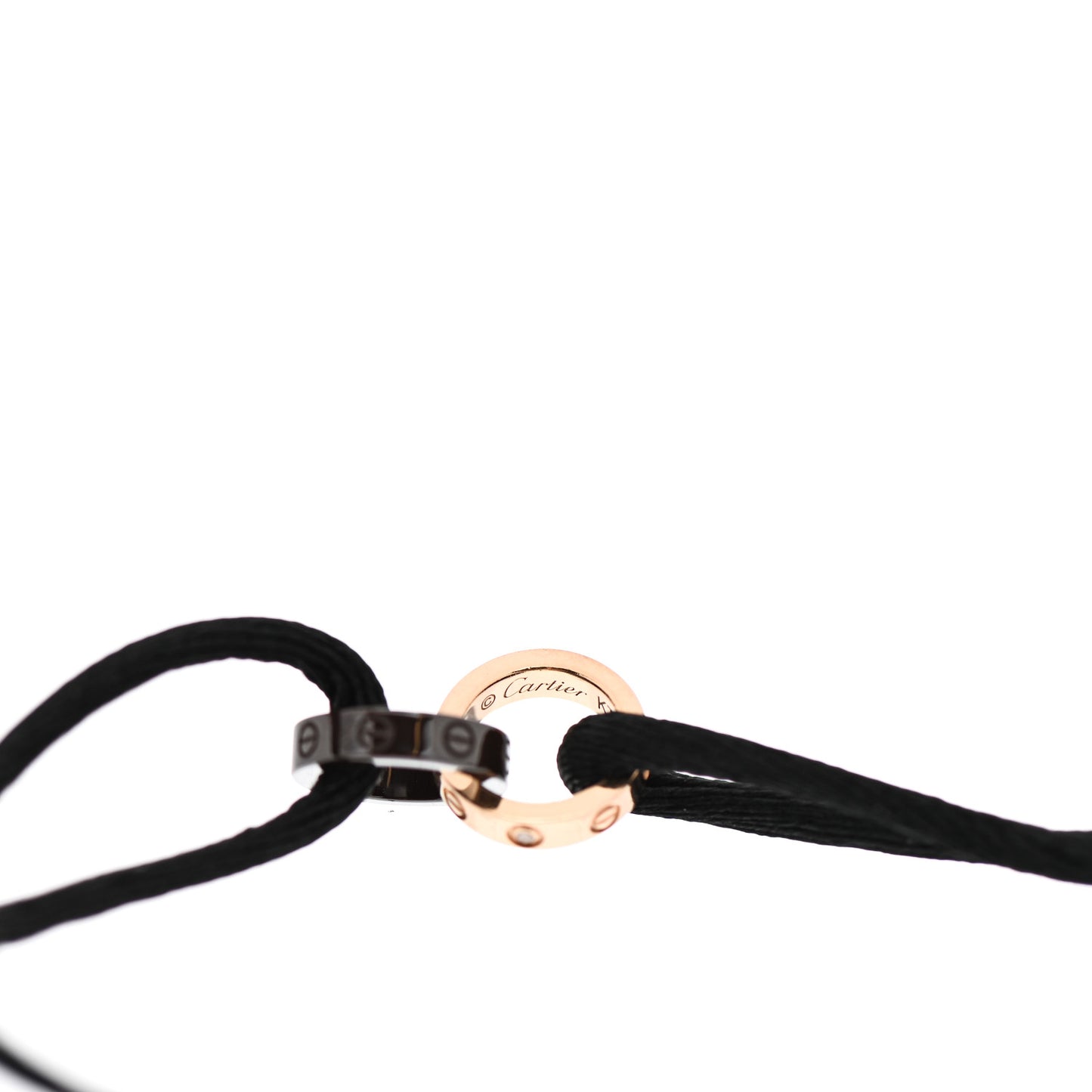 18K Pink Gold Ceramic 4 Diamond LOVE Cord Bracelet Black