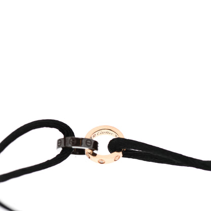 Cartier 18K Pink Gold Ceramic 4 Diamond LOVE Cord Bracelet Black 3 of 6