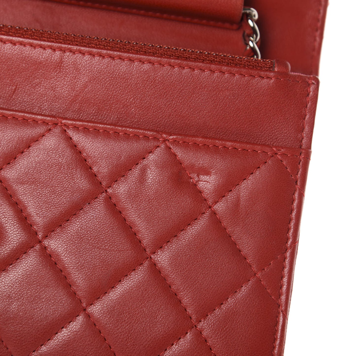 Lambskin Quilted Wallet On Chain WOC Red Pink