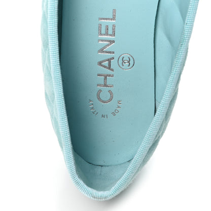 Chanel Suede Calfskin Quilted Cap Toe CC Ballerina Flats 38 Light Blue 8 of 10