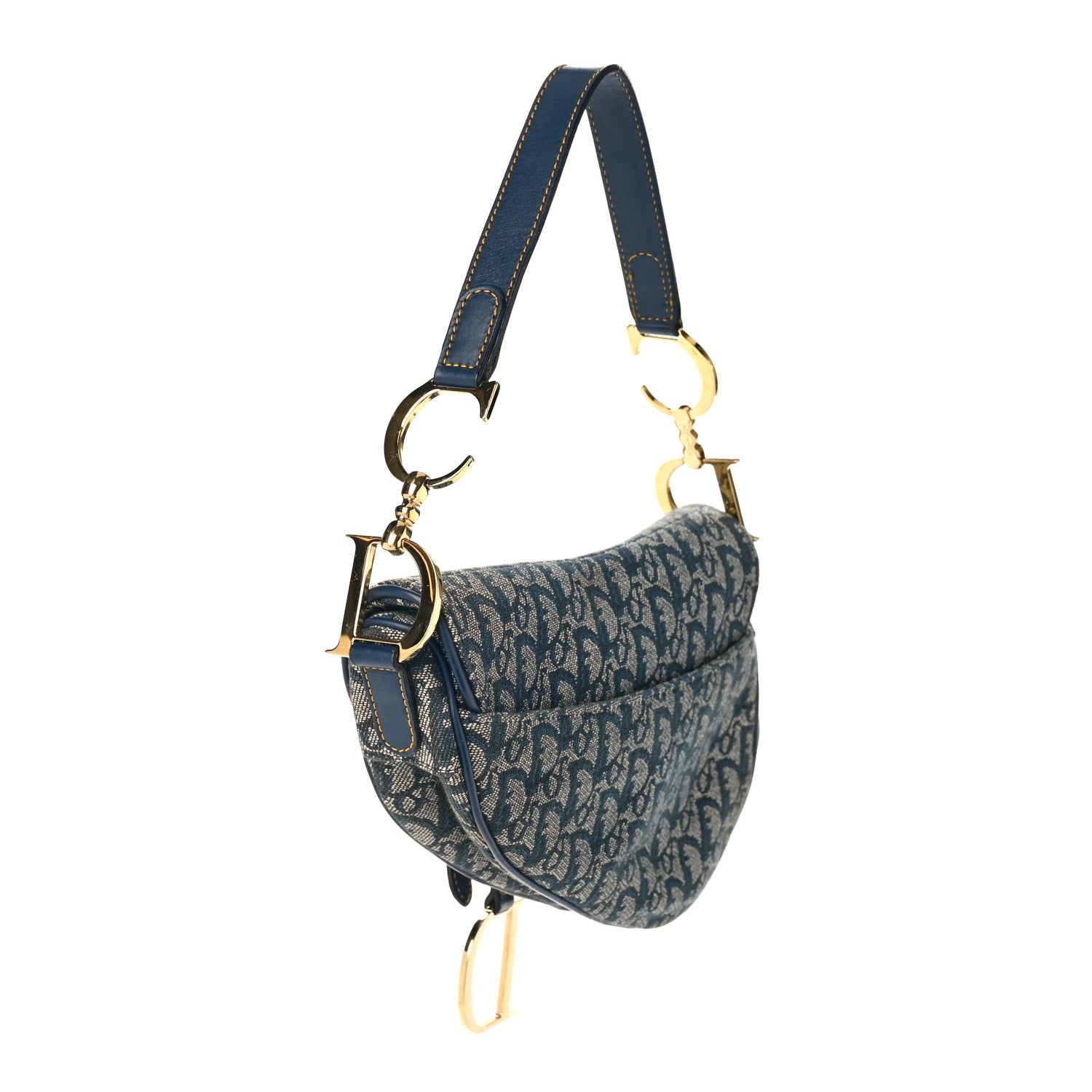 Christian Dior Monogram Saddle Bag Blue 3 of 9